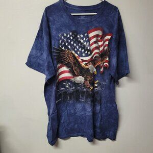 The Mountain Eagle Flag Tee Shirt Mens 2XL Cotton Print USA‎ America Freedom